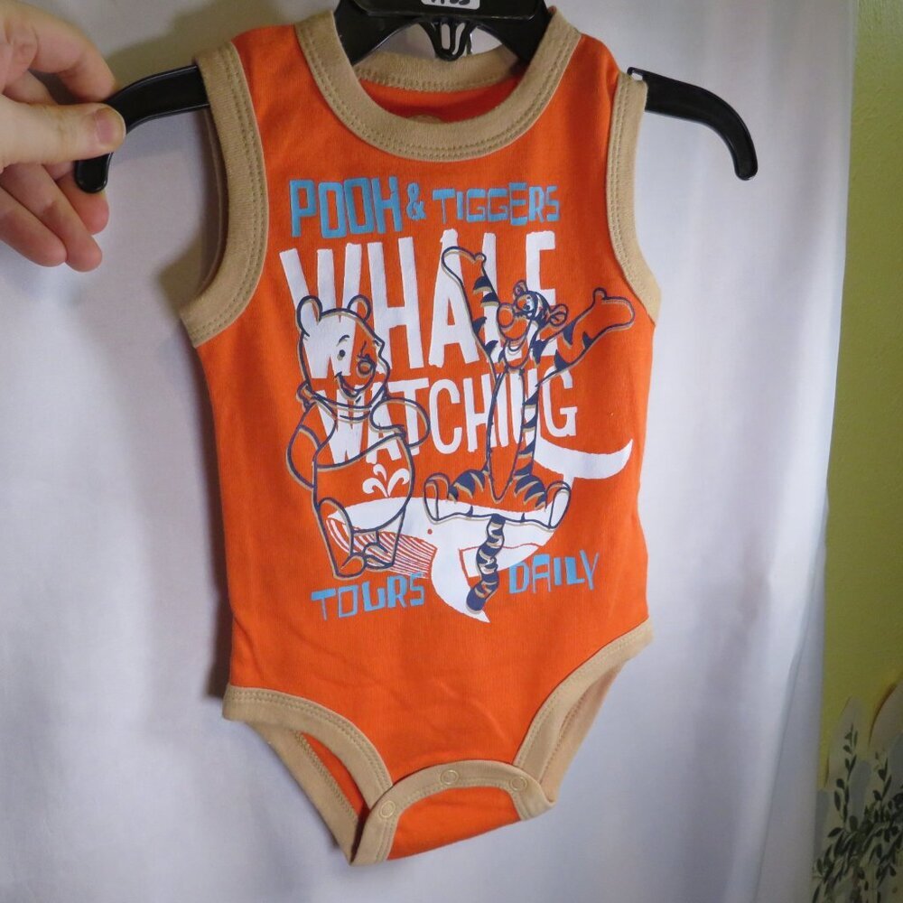 Baby Winne the Pooh Whale Watching Bodysuit Disney 6mts 100% cotton